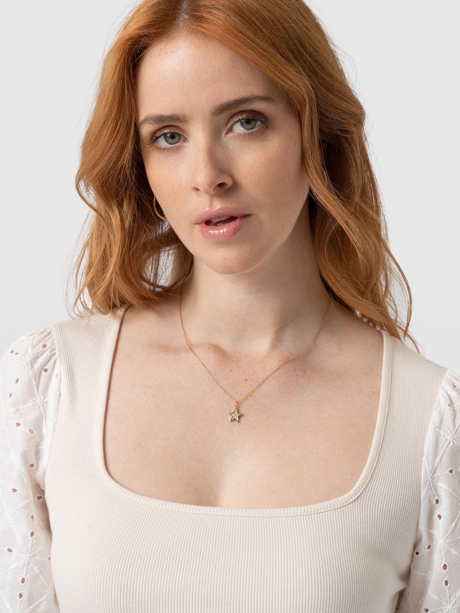 Cavendish Square Neck Tee Cream Broderie - Women's T-Shirts | Saint + Sofia® USA